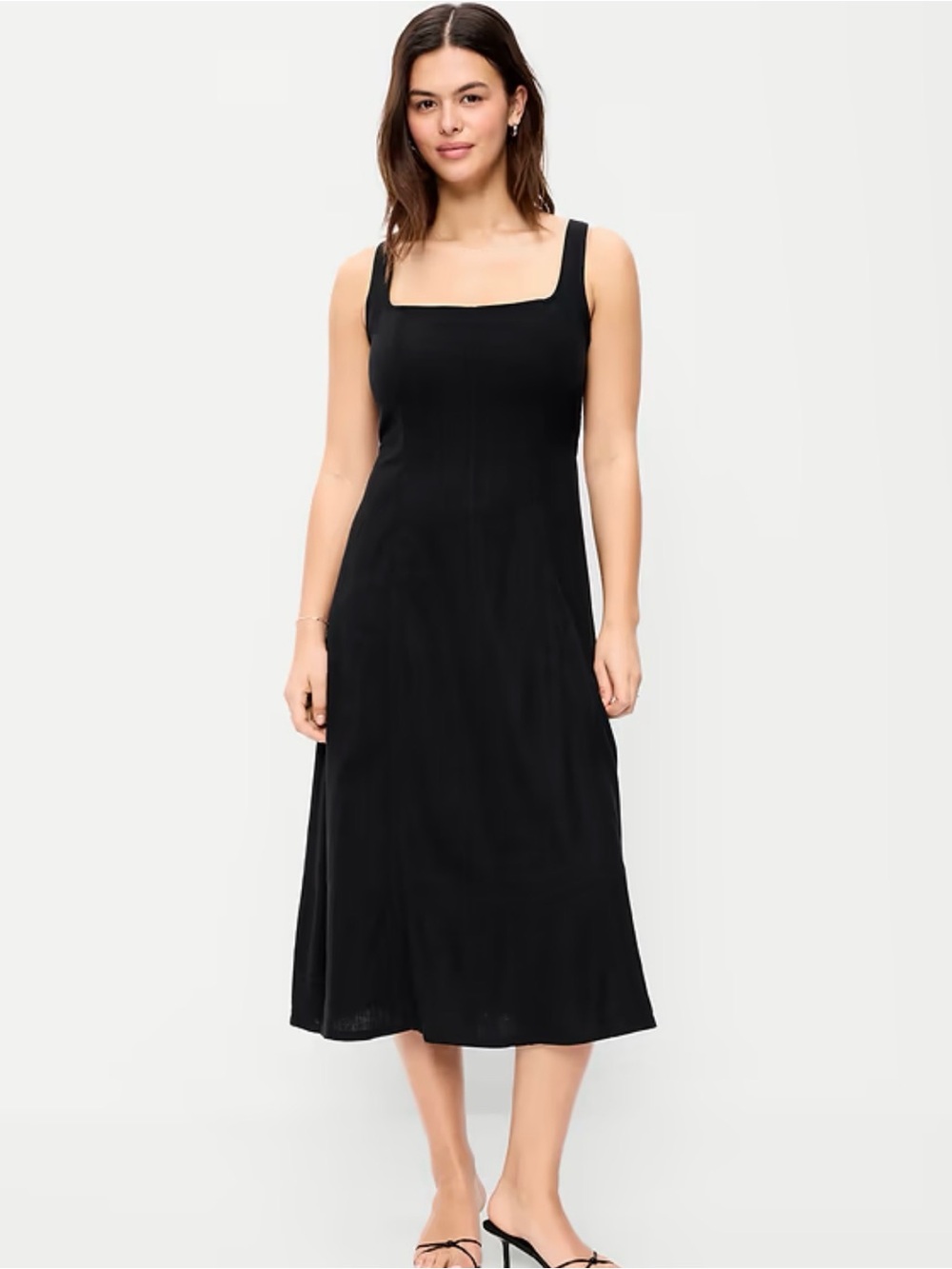 Old Navy Linen Square-Neck Midi Dress